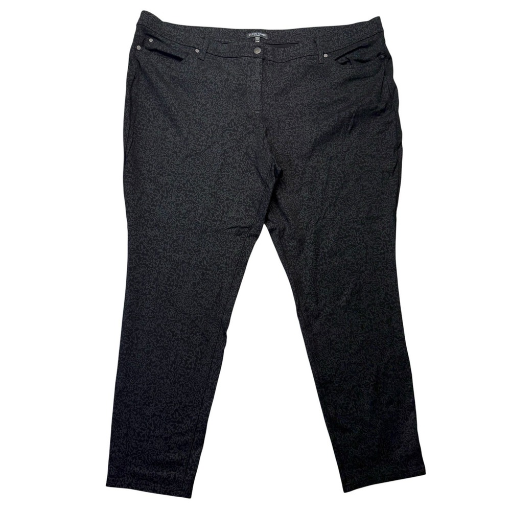 Eileen Fisher Womens Pants 22W Black Gray Animal Leopard Stretch Skinny Slim